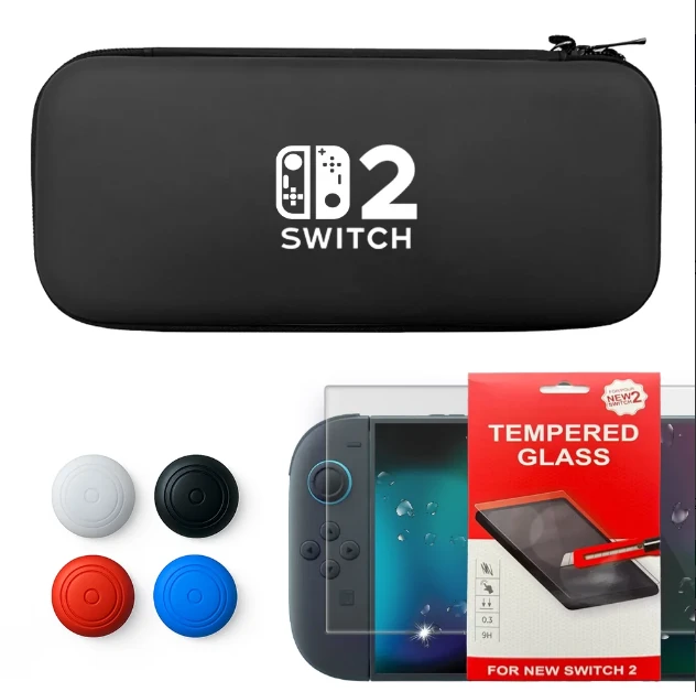 Case Capa Nintendo Switch 2 Estojo C/ Película + 4 Grips