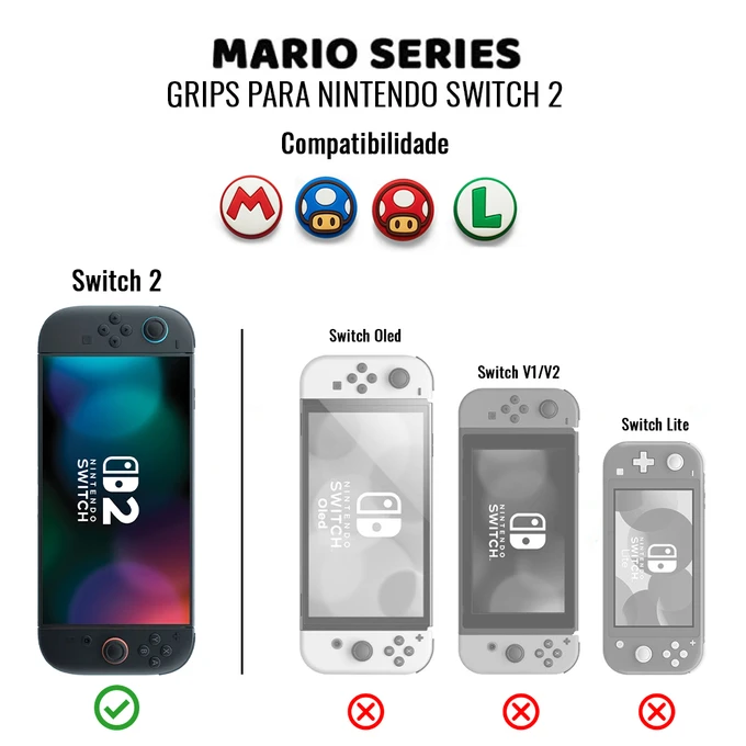 Kit 4 Grips Thumbstick Mario Switch 2 - imagem 2
