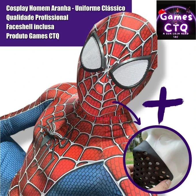 Cosplay Homem Aranha Clássico Adulto Completo Com Faceshell - imagem 5