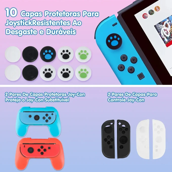 Kit 32 Pcs Bolsa Estojo Acessórios Para Nintendo Switch 2 - imagem 6