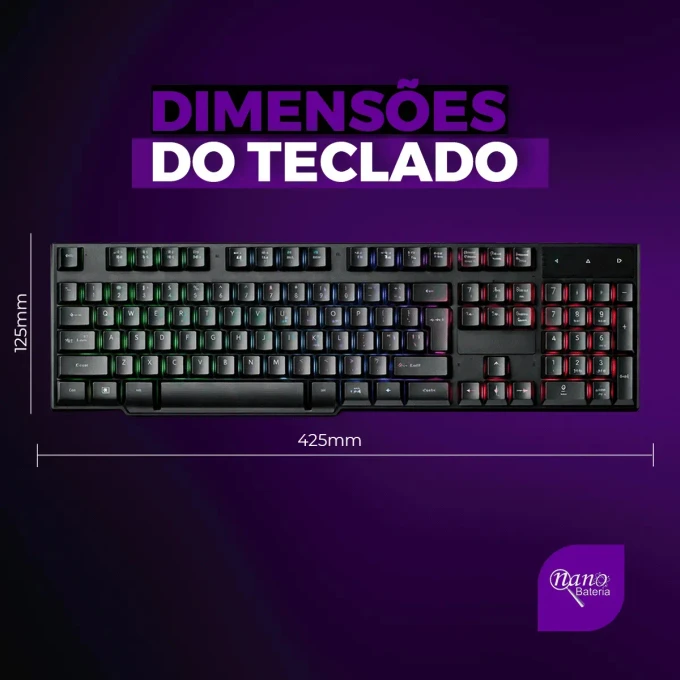 Teclado Gamer Semi Mecânico Led Rgb Abnt2 Usb Pc Computador - imagem 4