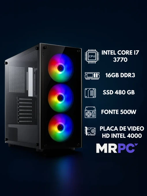 Pc Gamer Completo I7 3.4ghz 16gb Ssd 480gb 500w Monitor 19" - imagem 2